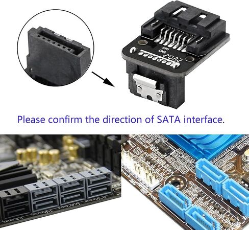 محول SATA 270 درجة من CERRXIAN، محول SATA 7Pin ذكر إلى أنثى بزاوية سفلية لأجهزة الكمبيوتر المكتبية الأم SSD HDD (أسفل/خلفي) (عبوتان) in Saudi Arabia