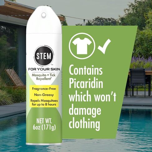 الجذعية يطرد البعوض والقراد، طارد البعوض ورذاذ القراد، رذاذ الحشرات بيكاريدين، خالي من العطور، 6 أونصة in Kuwait