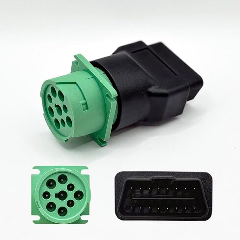 OBD2 Adapter,9 pin to OBD2 Adapter,16 Pin OBD2 Male to 9 Pin Green J1939 Green Female Adapter,Diagnose Cable Adapter Fit for Freight Liner ELD Tracker and Diagnostic Scanner/Device in Saudi Arabia
