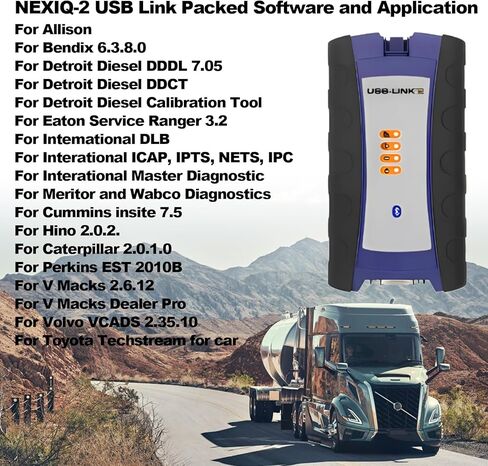 124032 أداة ماسح ضوئي تشخيصي متوافقة مع Nexiq USB Link 2، أداة تشخيص الماسح الضوئي لحفارة الشاحنات العالمية من Nexiq لـ Nexiq USB Link 2 محول واجهة بلوتوث للشاحنة الثقيلة in Kuwait