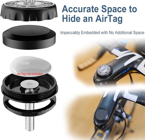 Hidden Bike Mount for AirTag with 2 Caps, Waterproof Bicycle Holder for Mountain Bikes 1-1/8" or 1-1/4"(28.6mm/31.8mm) Anti-Theft Protection in Kuwait