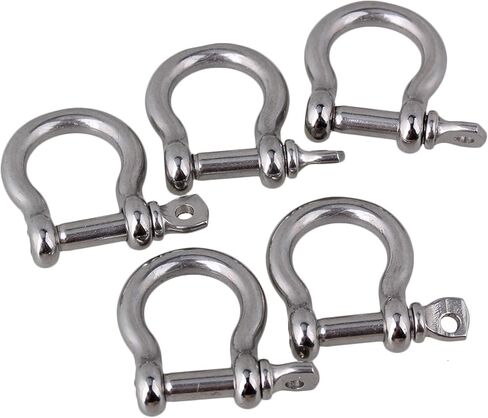 BQLZR Sailing Rigging Shackles D Shaped Bow Shackle M4 Silver 304 Stainless Steel Rustproof Screw Pin Anchor Bow Shackle Clevis European Style Pack of 5 in Saudi Arabia