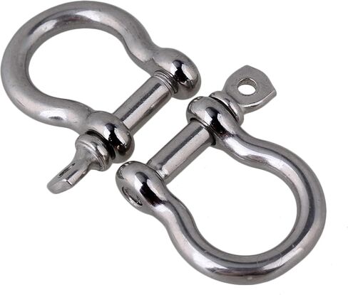 BQLZR Sailing Rigging Shackles D Shaped Bow Shackle M4 Silver 304 Stainless Steel Rustproof Screw Pin Anchor Bow Shackle Clevis European Style Pack of 5 in Saudi Arabia