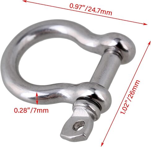 BQLZR Sailing Rigging Shackles D Shaped Bow Shackle M4 Silver 304 Stainless Steel Rustproof Screw Pin Anchor Bow Shackle Clevis European Style Pack of 5 in Saudi Arabia