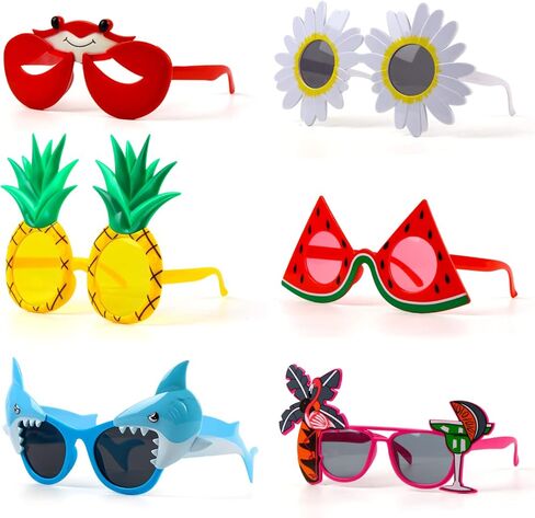 Party Sunglasses, 6 Pairs Funny Sunglasses Tropical Fancy Dress Props Summer Party Sunglasses Novelty Eyeglasses for Kids Adults in Kuwait
