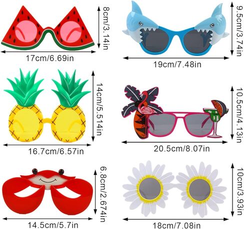 Party Sunglasses, 6 Pairs Funny Sunglasses Tropical Fancy Dress Props Summer Party Sunglasses Novelty Eyeglasses for Kids Adults in Kuwait