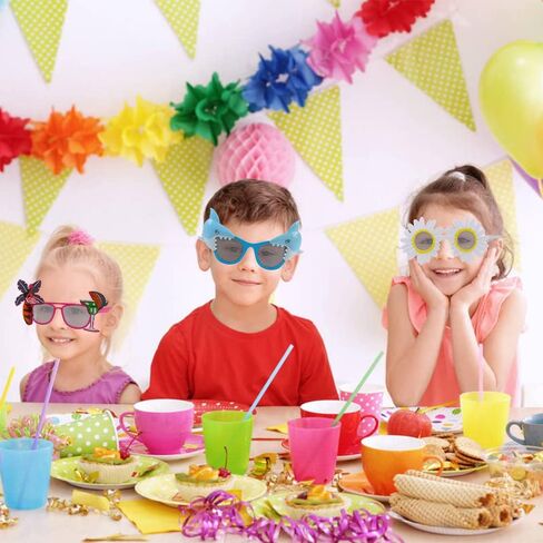 Party Sunglasses, 6 Pairs Funny Sunglasses Tropical Fancy Dress Props Summer Party Sunglasses Novelty Eyeglasses for Kids Adults in Kuwait