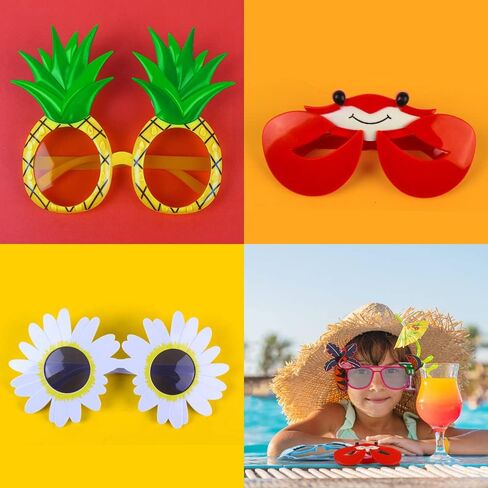 Party Sunglasses, 6 Pairs Funny Sunglasses Tropical Fancy Dress Props Summer Party Sunglasses Novelty Eyeglasses for Kids Adults in Kuwait