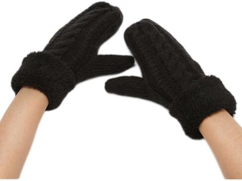 Winter Cold Weather Mittens Gloves Warm Knitted Gloves Sherpa Fleece Lined Gloves for Women Girls in Saudi Arabia