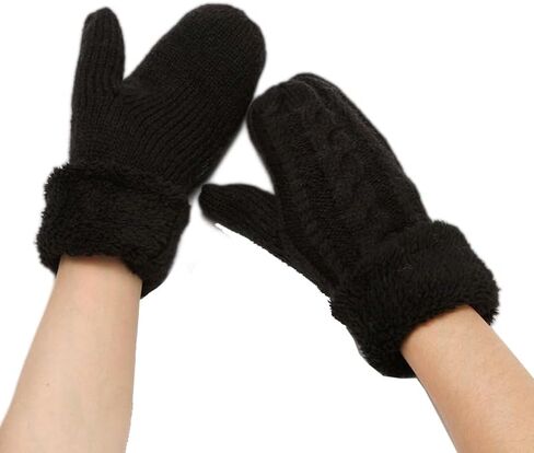 Winter Cold Weather Mittens Gloves Warm Knitted Gloves Sherpa Fleece Lined Gloves for Women Girls in Saudi Arabia