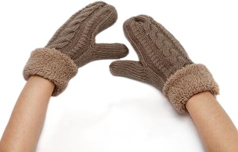 Winter Cold Weather Mittens Gloves Warm Knitted Gloves Sherpa Fleece Lined Gloves for Women Girls in Saudi Arabia