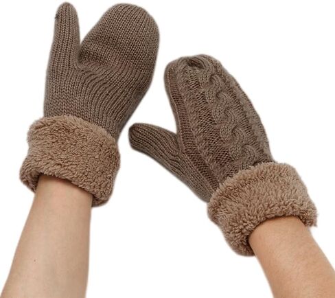 Winter Cold Weather Mittens Gloves Warm Knitted Gloves Sherpa Fleece Lined Gloves for Women Girls in Saudi Arabia