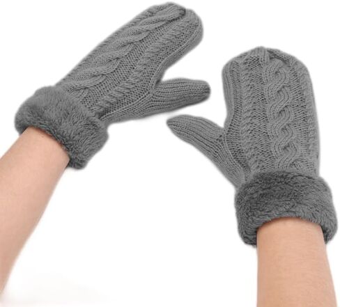 Winter Cold Weather Mittens Gloves Warm Knitted Gloves Sherpa Fleece Lined Gloves for Women Girls in Saudi Arabia