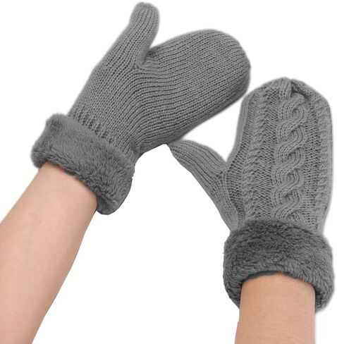 Winter Cold Weather Mittens Gloves Warm Knitted Gloves Sherpa Fleece Lined Gloves for Women Girls in Saudi Arabia