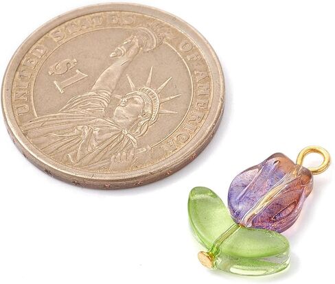Airssory 80pcs/Box 4 Colors Handmade Czech Lampwork Glass Crystal Green Leaf Charms Pendants Leaf for Bracelet Mother's Day Jewelry Making - 18x11mm in Saudi Arabia