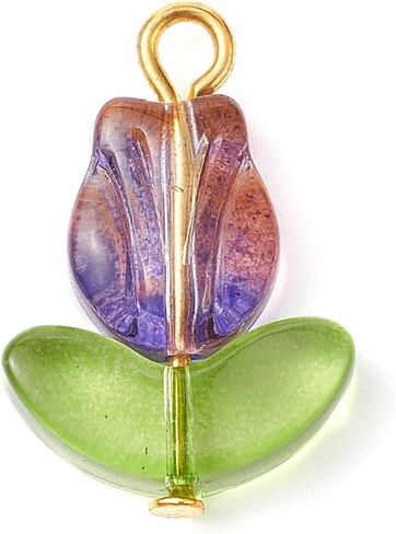Airssory 80pcs/Box 4 Colors Handmade Czech Lampwork Glass Crystal Green Leaf Charms Pendants Leaf for Bracelet Mother's Day Jewelry Making - 18x11mm in Saudi Arabia