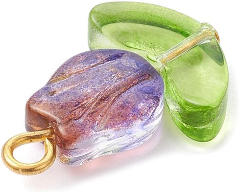 Airssory 80pcs/Box 4 Colors Handmade Czech Lampwork Glass Crystal Green Leaf Charms Pendants Leaf for Bracelet Mother's Day Jewelry Making - 18x11mm in Saudi Arabia