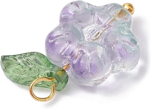 Airssory 80pcs/Box 4 Colors Handmade Czech Lampwork Glass Crystal Green Leaf Charms Pendants Leaf for Bracelet Mother's Day Jewelry Making - 18x11mm in Kuwait