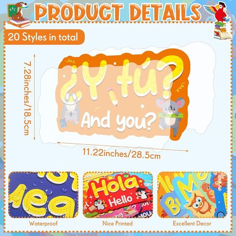 Pasimy 20 Pcs Spanish Posters Spanish Phrases Classroom Decorations Spanish Bulletin Board Set Learning Poster Study Materials for Teachers Primary and Preschool School Classroom Wall Decor (Boho) in Saudi Arabia