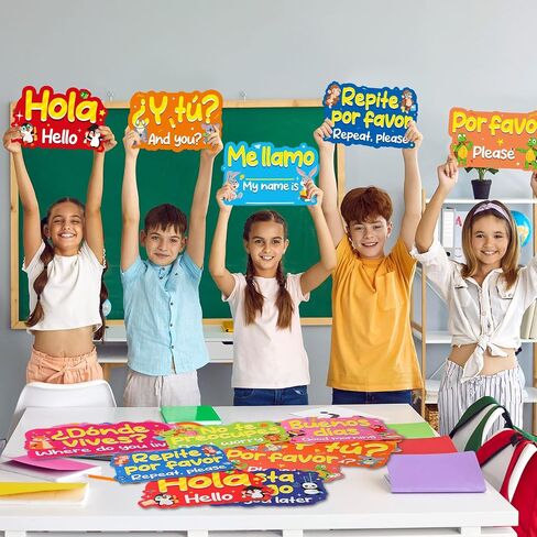Pasimy 20 Pcs Spanish Posters Spanish Phrases Classroom Decorations Spanish Bulletin Board Set Learning Poster Study Materials for Teachers Primary and Preschool School Classroom Wall Decor (Boho) in Saudi Arabia
