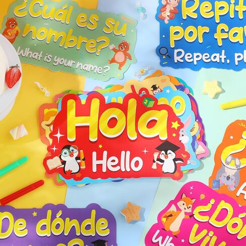 Pasimy 20 Pcs Spanish Posters Spanish Phrases Classroom Decorations Spanish Bulletin Board Set Learning Poster Study Materials for Teachers Primary and Preschool School Classroom Wall Decor (Boho) in Saudi Arabia