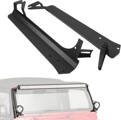 ALAVENTE دعامات تثبيت الزجاج الأمامي العلوي مع دعامة عمود A لسيارة Jeep Wrangler TJ 1997-2006، دعامات شريط إضاءة مستقيمة 52 بوصة لـ TJ 97-06 (زوج واحد) in Kuwait