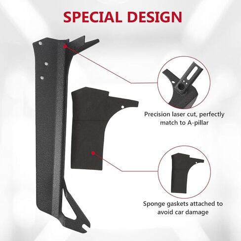 ALAVENTE دعامات تثبيت الزجاج الأمامي العلوي مع دعامة عمود A لسيارة Jeep Wrangler TJ 1997-2006، دعامات شريط إضاءة مستقيمة 52 بوصة لـ TJ 97-06 (زوج واحد) in Kuwait