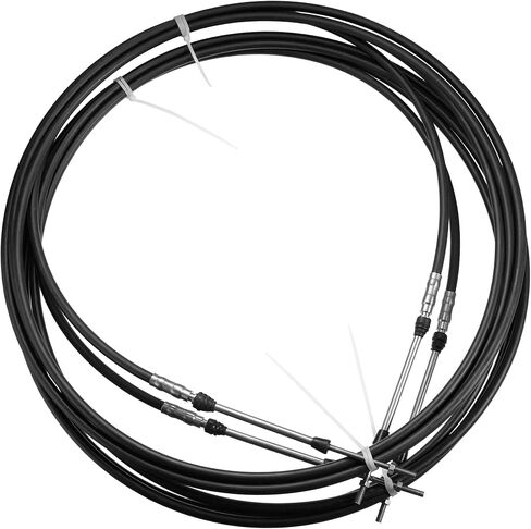 2pcs 16ft 5 Meter 197 Inch Marine Throttle Cable Type 3300 / 33C Throttle Shift Remote Control Box Cable for Yamaha Outboard Engine Boat Motor Steering System Black in Saudi Arabia