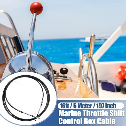 2pcs 16ft 5 Meter 197 Inch Marine Throttle Cable Type 3300 / 33C Throttle Shift Remote Control Box Cable for Yamaha Outboard Engine Boat Motor Steering System Black in Saudi Arabia