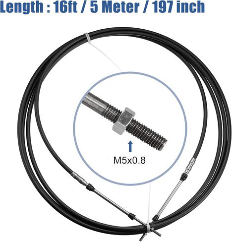 2pcs 16ft 5 Meter 197 Inch Marine Throttle Cable Type 3300 / 33C Throttle Shift Remote Control Box Cable for Yamaha Outboard Engine Boat Motor Steering System Black in Saudi Arabia