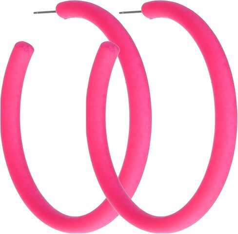 Pink Hoop Earrings Retro Neon Pink Earrings Acrylic Large Hoop Earrings 80s 90s Earrings for Women Colorful Big Hoop Statement Earring Hot Pink Lightweight Earrings for 80s Party Accessories in Saudi Arabia