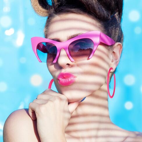 Pink Hoop Earrings Retro Neon Pink Earrings Acrylic Large Hoop Earrings 80s 90s Earrings for Women Colorful Big Hoop Statement Earring Hot Pink Lightweight Earrings for 80s Party Accessories in Saudi Arabia