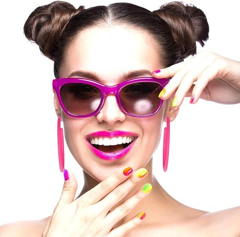 Pink Hoop Earrings Retro Neon Pink Earrings Acrylic Large Hoop Earrings 80s 90s Earrings for Women Colorful Big Hoop Statement Earring Hot Pink Lightweight Earrings for 80s Party Accessories in Saudi Arabia