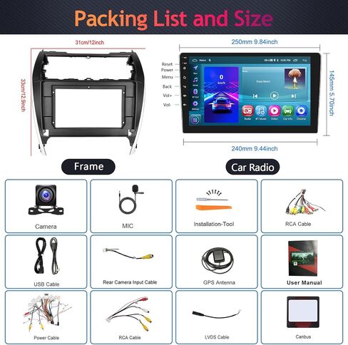 【2G+64G】 10.1" Wireless Carplay Car Stereo for Toyota Camry 2012-2014 with Canbus Wireless Android Auto,Podofo HD IPS Touch Screen Car Radio Bluetooth with GPS FM Radio WiFi Rear Backup Camera in Saudi Arabia