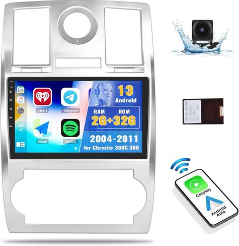 CAMECHO Radio for Chrysler 300C 300 2004-2011, Android 13 Car Stereo with Wireless Carplay & Android Auto, 2+32G 9" Touch Screen Car Radio with Bluetooth, FM/RDS,DSP, GPS, WiFi, AHD Backup Camera in Saudi Arabia