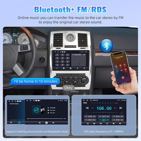 CAMECHO Radio for Chrysler 300C 300 2004-2011, Android 13 Car Stereo with Wireless Carplay & Android Auto, 2+32G 9" Touch Screen Car Radio with Bluetooth, FM/RDS,DSP, GPS, WiFi, AHD Backup Camera in Saudi Arabia