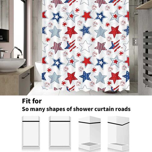 MEHOFOND 4th of July Shower Curtain Independence Day American Red White and Blue Stars Bathroom Curtain President's Day Patriot Home Bathtub Decor Fabric Waterproof Bath Curtain 72x72 Inch in Saudi Arabia