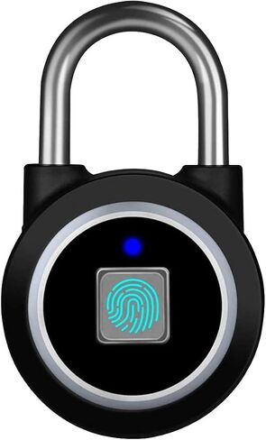 Fingerprint Padlock, Bluetooth Lock, Mobile APP, MEGAFEIS Smart Padlock with Keyless Biometric, Water Resistant, Suitable for Gym, Sports, Bike, School, Fence and Storage(Black) in Saudi Arabia