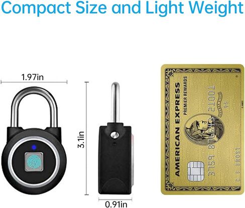 Fingerprint Padlock, Bluetooth Lock, Mobile APP, MEGAFEIS Smart Padlock with Keyless Biometric, Water Resistant, Suitable for Gym, Sports, Bike, School, Fence and Storage(Black) in Saudi Arabia