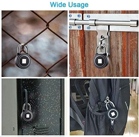 Fingerprint Padlock, Bluetooth Lock, Mobile APP, MEGAFEIS Smart Padlock with Keyless Biometric, Water Resistant, Suitable for Gym, Sports, Bike, School, Fence and Storage(Black) in Saudi Arabia