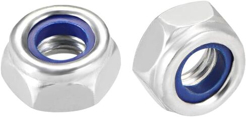 uxcell M5 x 0.8mm Nylon Insert Hex Lock Nuts, Carbon Steel White Zinc Plated, Pack of 50 in Saudi Arabia