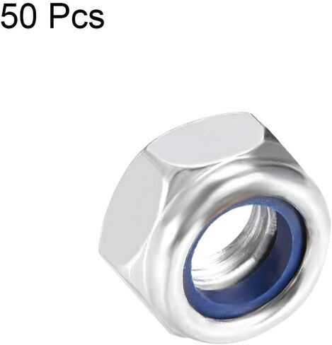 uxcell M5 x 0.8mm Nylon Insert Hex Lock Nuts, Carbon Steel White Zinc Plated, Pack of 50 in Saudi Arabia