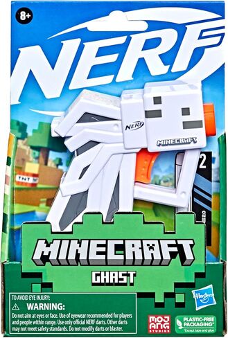 مسدس NERF MicroShots Minecraft Ghast Mini Blaster، يتضمن 2 سهام النخبة الرسمية، وأشياء تخزين عيد الميلاد، وتصميم Minecraft Ghast Mob صغير in Saudi Arabia