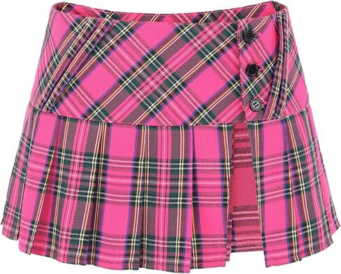 Mini Plaid Pleated Skirt Women's US Size Low Waist Slit Schoolgirl Uniform in Saudi Arabia
