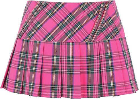 Mini Plaid Pleated Skirt Women's US Size Low Waist Slit Schoolgirl Uniform in Saudi Arabia