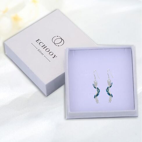 أقراط ريشة وسهم 925 من الفضة الإسترليني أقراط ريشة زرقاء وأقراط سهم مجوهرات سهم ريشة مضادة للحساسية للنساء والفتيات in Kuwait