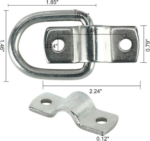 DasMarine D-Ring Tie Downs، 1/4" D-Rings Anchor Lashing Ring للأحمال على المقطورات والشاحنات RV المعسكرات والشاحنات ATV SUV والقوارب والدراجات النارية وغيرها من المركبات، سعة 1200 رطل لكل حلقة (24) in Kuwait