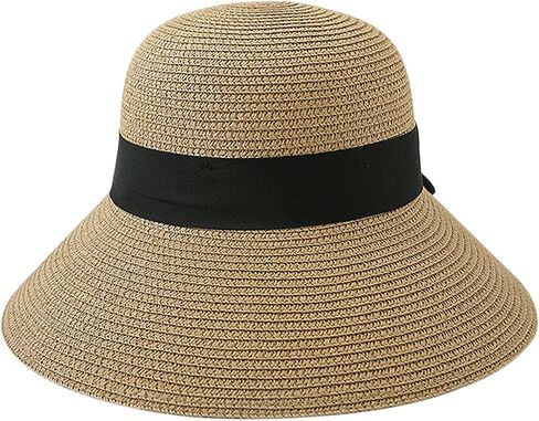 Women Wide Brim Straw Hats Summer Beach Sun Hat Foldable Ladies UV Protection Bucket Hat Ladies Packable Straw Visor Cap in Saudi Arabia