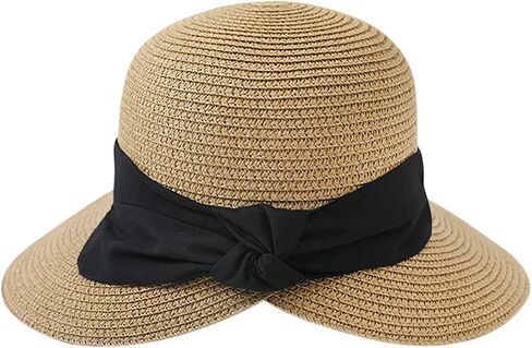 Women Wide Brim Straw Hats Summer Beach Sun Hat Foldable Ladies UV Protection Bucket Hat Ladies Packable Straw Visor Cap in Saudi Arabia
