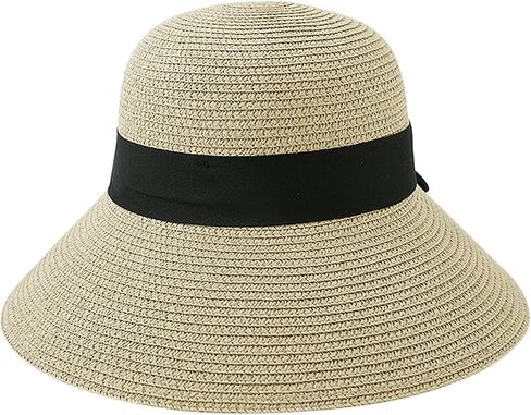 Women Wide Brim Straw Hats Summer Beach Sun Hat Foldable Ladies UV Protection Bucket Hat Ladies Packable Straw Visor Cap in Saudi Arabia